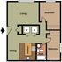 2 bedroom, 1 bath floor plan at Linden Colonial in Holladay, UT