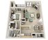 1 bedroom, 1 bath floor plan layout at The Meadows Apartments in Memphis, TN