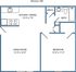 Plan 2 - 1 bed, 1 bath with fireplace and balcony