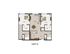 Detailed floor plan of Unit-O featuring two bedrooms, an open living room, modern kitchen, and two bathrooms.