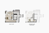 Elegant dual-level floor plan featuring a main floor with an open-concept living room and dining area, and a mezzanine level with a spacious bedroom and private bath.
