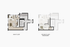Modern two-level floor plan showcasing an open-concept main floor with a spacious living room, dining area, and kitchen. The second floor mezzanine features a cozy bedroom with an ensuite bath and ample closet space.