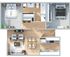 2 Bedroom + 1 Bath Floorplan