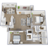 Two bedroom two bathroom floor plan