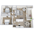 Two bedroom one bathroom floor plan