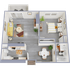 One bedroom floor plan image