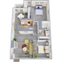 Two bedroom one and one half bathroom floor plan image