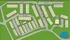 A detailed map showing a modern apartment complex with multiple buildings, parking spaces, a central pool, and an office area.