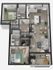 Vertical 3d rendering of 2 bedroom 2 bath floor plan.