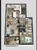 Vertical 3d rendering of 1 bedroom 1 bath floor plan.