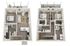 Modern 3D floor plan highlighting two-bedroom apartment with open living space, stylish kitchen, and private balconies.