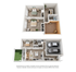 Modern 3D floor plan showcasing a stylish two-story townhouse with 3 bedrooms, cozy living room, open kitchen, and spacious 2-car garage.