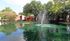 Community pond with a water fountain