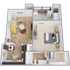 A1E Floor Plan, 1 Bed, 1 Bath, 617 SqFt