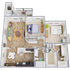 B2E Floor Plan, 2 Bed, 2 Bath, 984 SqFt