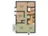 2 bedroom, 1 bathroom floor plan at Harvard Apartments in Springfield, MO. Includes a spacious living room with attached balcony, separate dining area, galley-style kitchen, full bathroom, and two bedrooms with ample closet space.