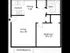 2D floor plan of a one-bedroom, one-bath apartment showing an entry door into a 14&prime;&times;16&prime; living room that opens onto a patio/balcony on the left; a kitchen with stove, sink, and refrigerator at the top left beside a 7&prime;&times;8&prime; dining area; a full bathroom with tub/shower at the top right; and a 14&prime;&times;12&prime; bedroom at the bottom right.