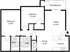 Two-bedroom, two-bath floor plan at Willow Creek Apartments offering a split layout with private bathrooms for each bedroom, large living and dining space, kitchen with breakfast bar, in-unit laundry hookups, and private patio or balcony access.
