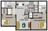 A two-bedroom, two-bathroom apartment floor plan with an open-concept living area and dining space. The main bedroom has a large closet and an attached bathroom. The second bedroom includes a closet and is located near the second bathroom, which is across from the washer and dryer area. The kitchen is fully equipped with a stove, sink, dishwasher, and pantry. A storage closet and HVAC unit are located in the hallway.