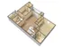 3D-rendered perspective floor plan of a two-bedroom, two-bath apartment at Embassy Apartments in Ozark, Missouri, featuring wood-style plank flooring in the living area, a galley kitchen with full-size appliances, two tiled full bathrooms (one off the hallway, one en suite), and two carpeted bedrooms each with a closet.