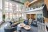 2 story lounge space with blue and green colors