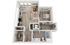Plan B2 | 1 bedroom + den, 1 bathroom