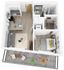Plan T | 1 bedroom, 1 bathroom