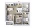 Contemporary floor plan showcasing 2 bedrooms, modern kitchen with island, cozy living room, and elegant bathroom.