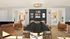 Elegant open-concept living area featuring a modern dining table, cozy seating, stylish decor, and ample natural light.