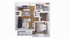 Large, 691 sf 1-bedroom apartment with an open-concept kitchen and living area, stylish bathroom, and inviting balcony.