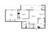 Modern 2D floor plan featuring a spacious primary bedroom, additional bedroom, open living room, kitchen, dining area, and balcony access with ample storage options.