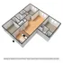 3 bedroom apartment floor plan in 3D at Lost Tree