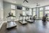 Bright and modern fitness center featuring state-of-the-art treadmills and exercise equipment with abundant natural light.