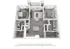 Elegant 3D floor plan showcasing a spacious 2-bedroom apartment with a sleek open-concept living area, modern kitchen, dual bathrooms, and private balcony.