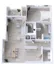 Modern open-concept floor plan showcasing a spacious bedroom, elegant bathroom, inviting living room, and stylish kitchen with dining area, complemented by a cozy balcony.