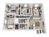 Elegant 3D floor plan showcasing a chic apartment with 2 bedrooms, cozy living room, modern kitchen, and stylish bathroom.