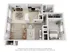 Modern open-layout floor plan featuring a cozy bedroom, stylish living area, sleek kitchen, dining space, and convenient washer/dryer unit.