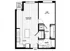 Contemporary floor plan featuring spacious living and dining area, cozy bedroom, modern kitchen, and elegantly designed bathroom.