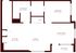 Detailed floor plan of a modern apartment featuring a bedroom, living room, kitchen, dining area, bathroom, and balcony.