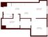 Contemporary apartment floor plan with spacious living room, kitchen, dining area, bedroom, and bathroom.