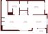 Modern apartment floor plan with 1 bedroom, kitchen, dining area, living room, and balcony.