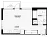 Contemporary studio apartment floor plan featuring a spacious living and dining area, kitchen, bathroom, and balcony.