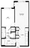 Elegant floor plan with spacious living area, cozy bedroom, and modern kitchen.