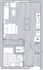 Chic open-concept apartment floor plan with a spacious bedroom, modern kitchen, and luxurious bath.