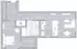 Contemporary one-bedroom apartment floor plan with open living area and modern kitchen.