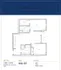 Chic floor plan of The Carling featuring 2 bedrooms, 1 bathroom, open living and dining area, and dual decks.