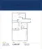 Elegant floor plan of The Carling 2-bedroom, showcasing 2 bathrooms, a spacious living area, and modern kitchen facilities at Waterfront Place.