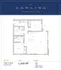 The Carling floor plan with 2 bedrooms, 2 bathrooms, spacious living area, and deck at Waterfront Place.