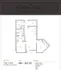 Floor plan of The Sawyer showing a 2-bedroom, 2-bathroom layout with an open kitchen and living area.