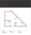 Contemporary floor plan at The Sawyer with 1 bedroom, 1 bathroom, open living and kitchen area, and in-unit washer and dryer.